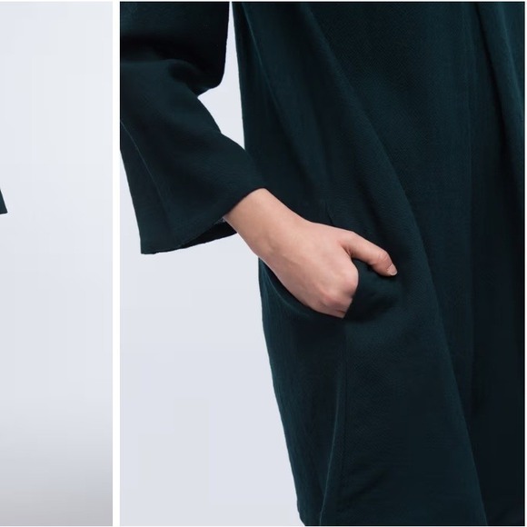 A.P.C. Rue Madame Paris Wool Bell Sleeve Box Pleat Dark Teal Mini Dress 38 - Picture 7 of 14